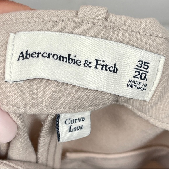 Abercrombie Sloane Tailored Wide Leg Pant Curve Love A&F light taupe size 35 /20 - Picture 8 of 10